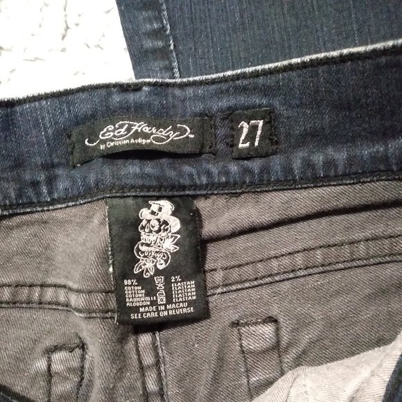 SOLD: Ed Hardy by Christian Audigier bell bottom jeans size 27 - Picture 3 of 4